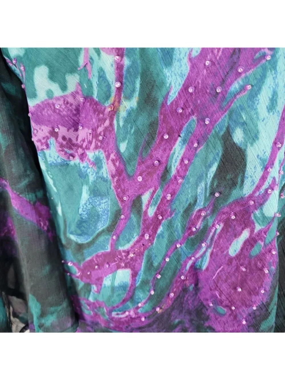 VTG Pegasus Woman Purple Chiffon Sequin 2 Piece Skirt Set Blouse Outfit Reg Size